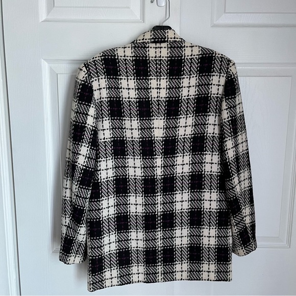 BLACK AND WHITE PLAID SINGLE BREASTED JACKET - Picture 7 of 9